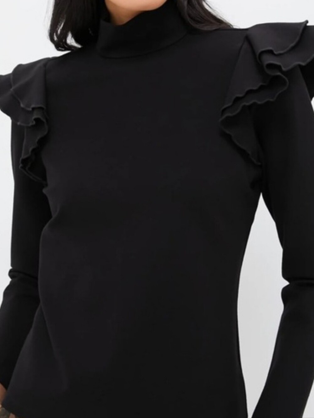 Tuckernuck Black Blouse  Long-Sleeved Bowden Top